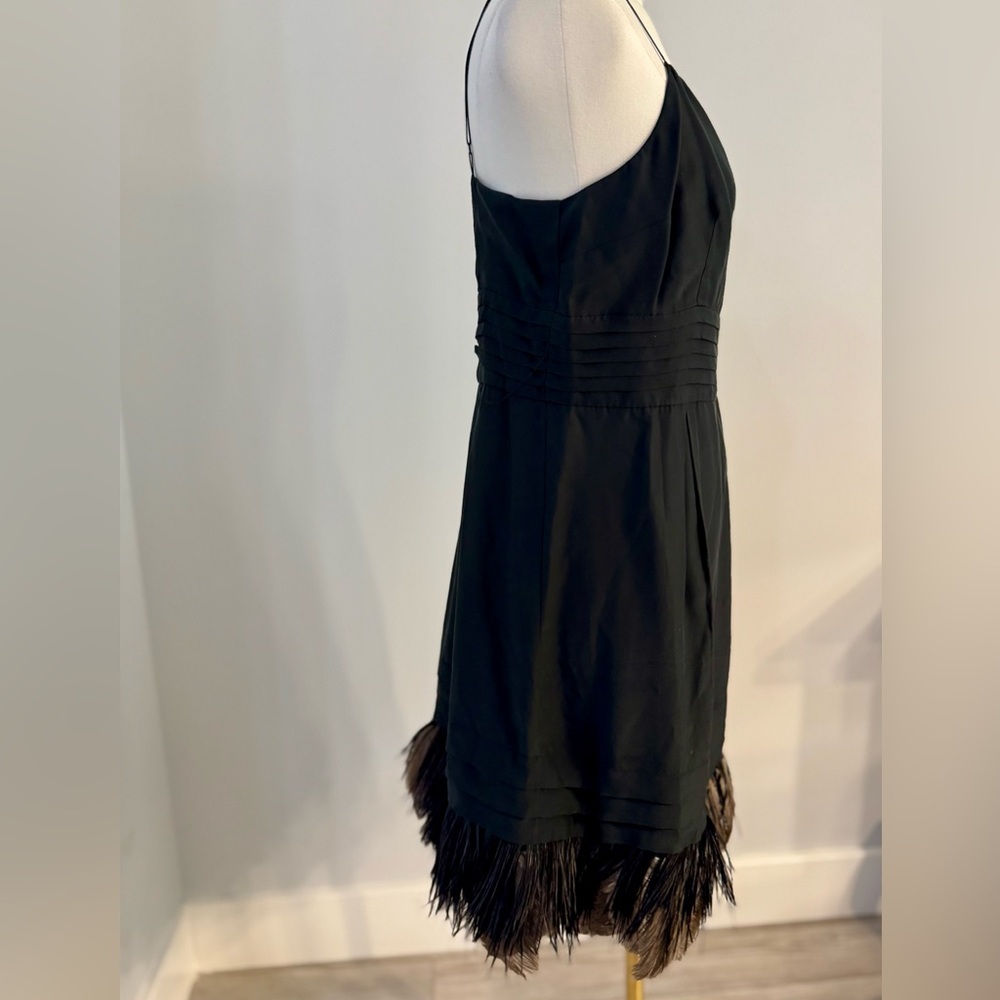 Juicy Couture Black Silk Feather Trim Mini Dress - Picture 5 of 8